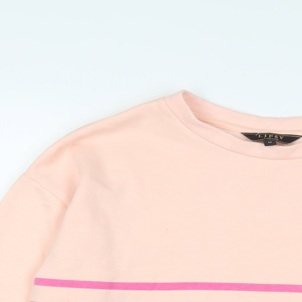 Lipsy Womens Pink Striped Cotton Pullover Sweatshirt Size M Pullover - J'adore