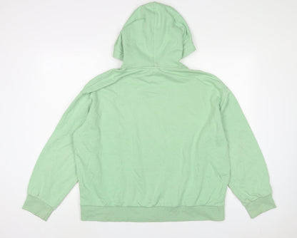 H&M Womens Green Cotton Pullover Hoodie Size M Pullover - Embroidered