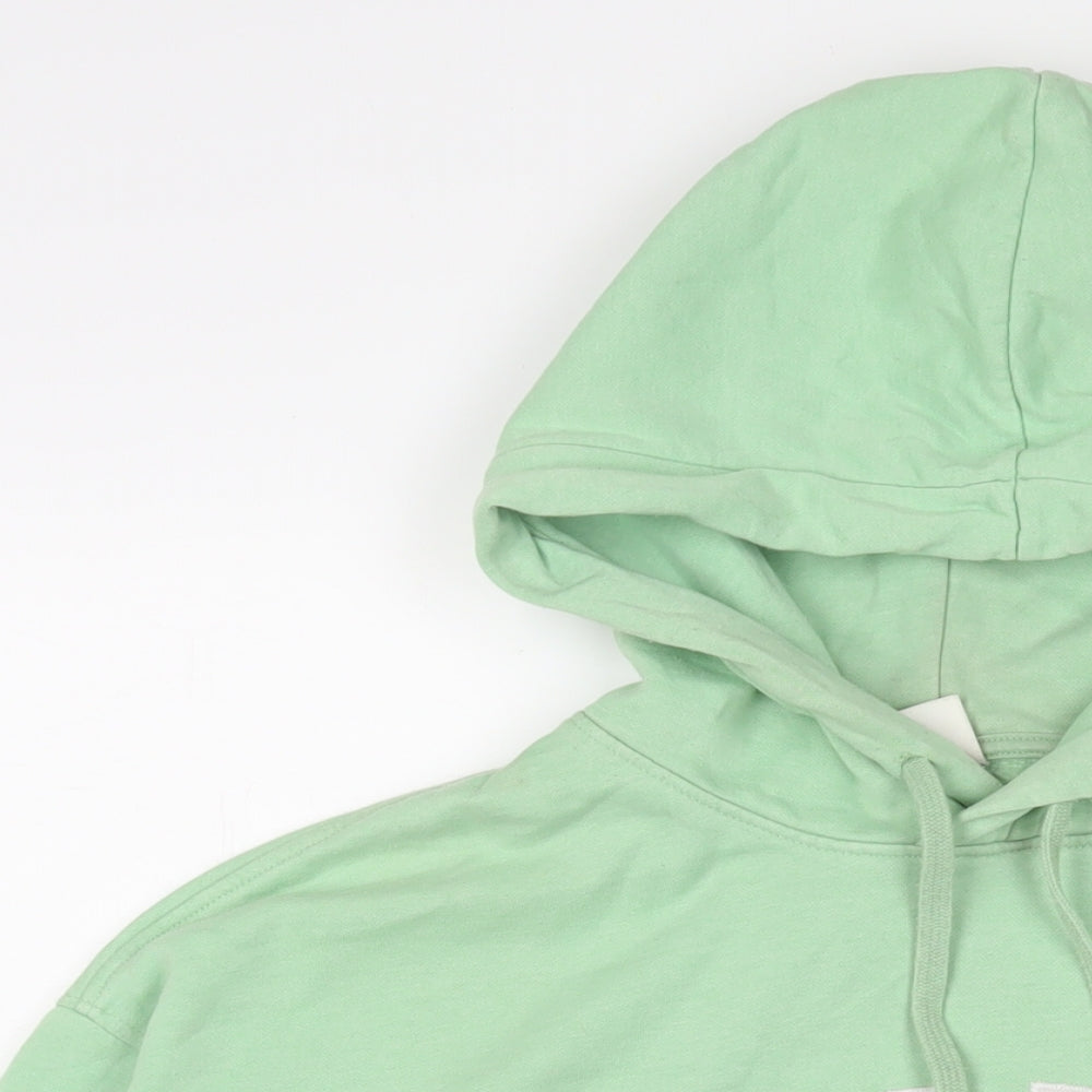 H&M Womens Green Cotton Pullover Hoodie Size M Pullover - Embroidered