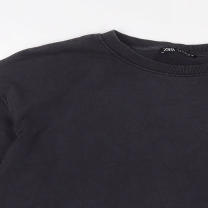 Zara Womens Blue Cotton Pullover Sweatshirt Size S Pullover