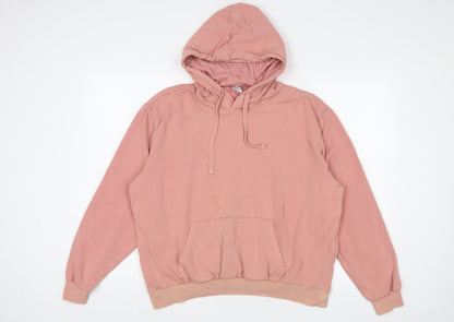 Additional front view of h7m women’s pink cotton pullover hoodie, size L, pullover