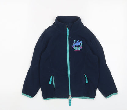 Harry Hall Girls Blue Jacket Size 7-8 Years Zip - Logo, Embroidered