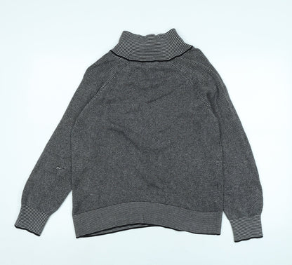 Petra Primrose Womens Black Mock Neck Cotton Pullover Jumper Size M