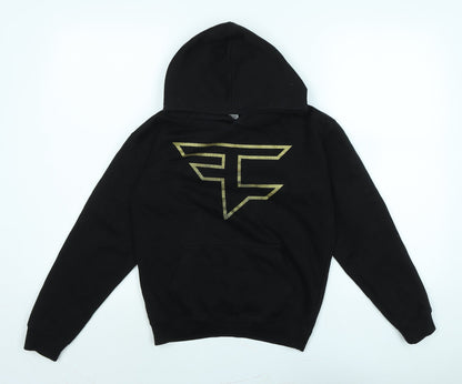 AYKIZ Boys Black Polyester Pullover Hoodie Size 9-10 Years