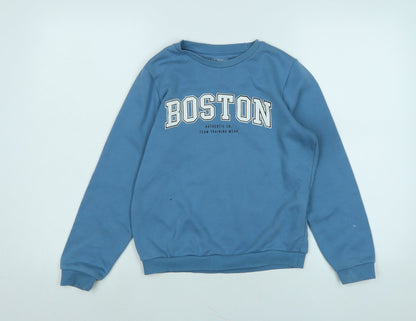 Boston Boys Blue Polyester Pullover Sweatshirt Size 9-10 Years