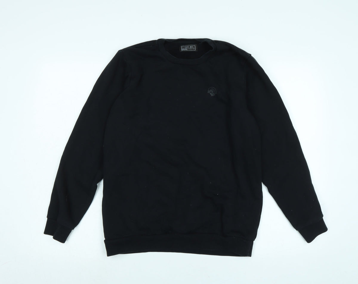 Next Boys Black Polyester Pullover Sweatshirt Size 15 Years - Small skull Logo