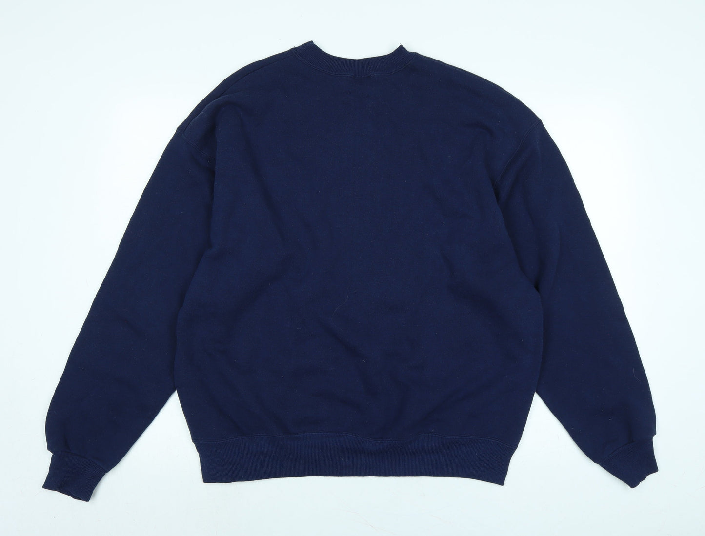 Haines Mens Blue Cotton Pullover Sweatshirt Size XL - Bull Logo