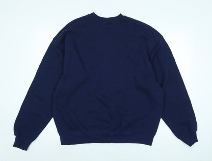 Haines Mens Blue Cotton Pullover Sweatshirt Size XL - Bull Logo