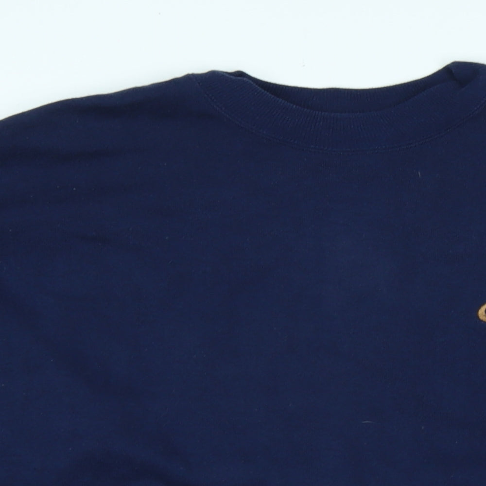 Haines Mens Blue Cotton Pullover Sweatshirt Size XL - Bull Logo