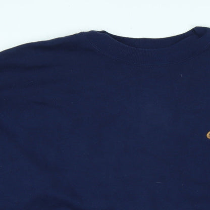 Haines Mens Blue Cotton Pullover Sweatshirt Size XL - Bull Logo