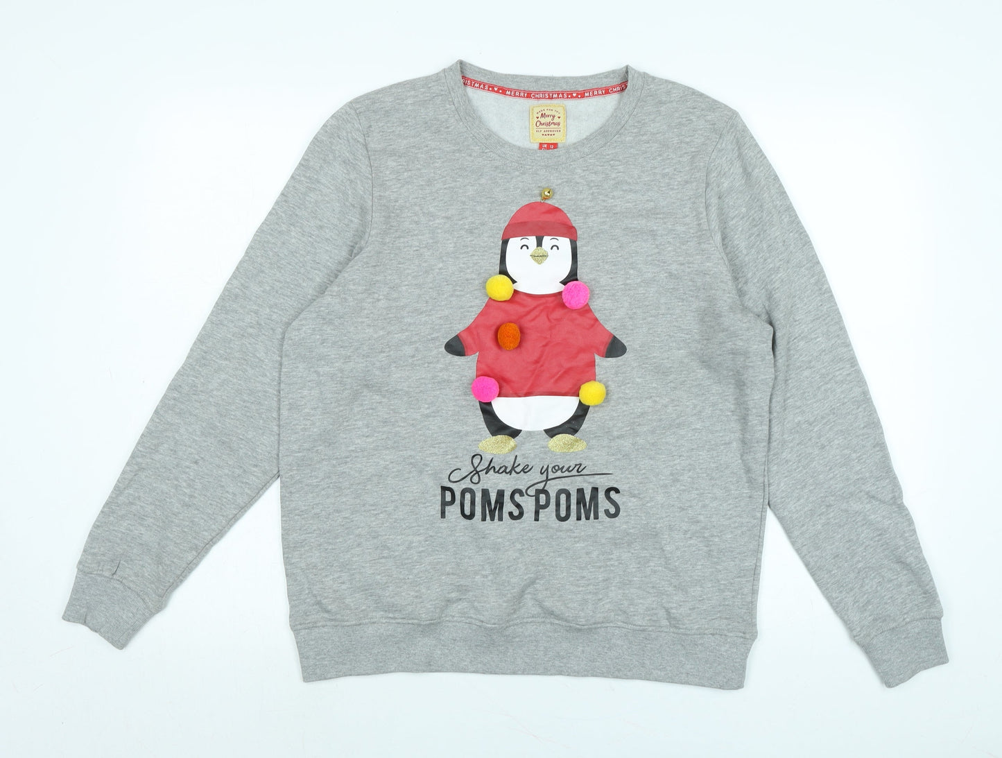 Made For You Womens Grey Polyester Pullover Sweatshirt Size 12 - Shake your pom poms