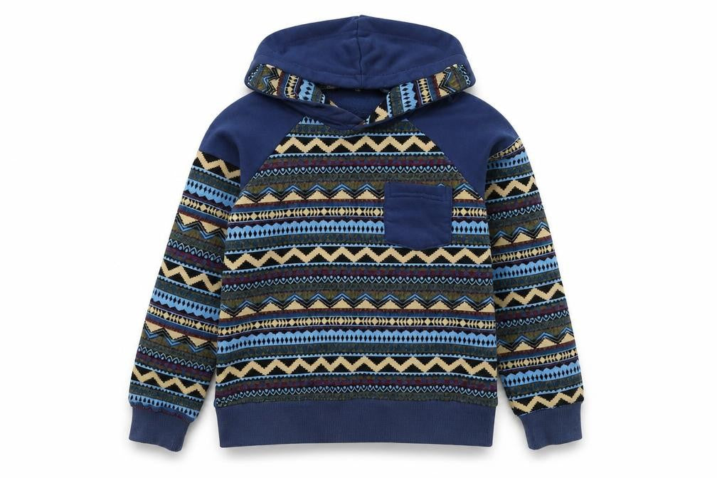 manslife Boys Blue Polyester Pullover Hoodie Size M