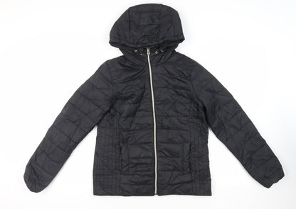 New Look Womens Black Jacket Size 10 Zip - Hooded