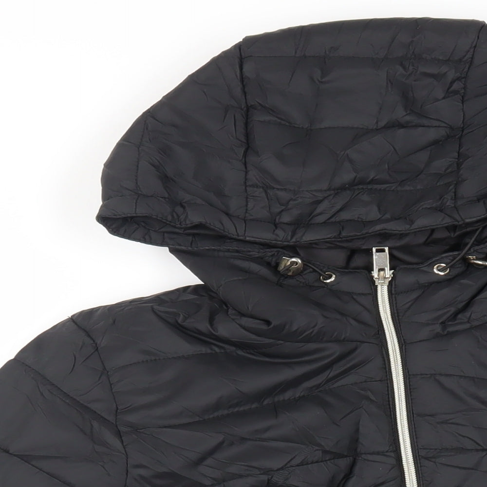 New Look Womens Black Jacket Size 10 Zip - Hooded
