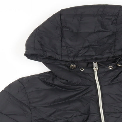 New Look Womens Black Jacket Size 10 Zip - Hooded
