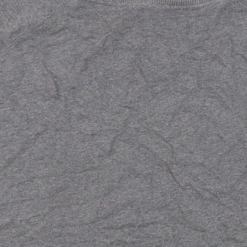 Brand and care label for AND/OR women’s grey cotton pullover sweatshirt, size UK 12, pullover - ruffle detail