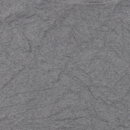 Brand and care label for AND/OR women’s grey cotton pullover sweatshirt, size UK 12, pullover - ruffle detail