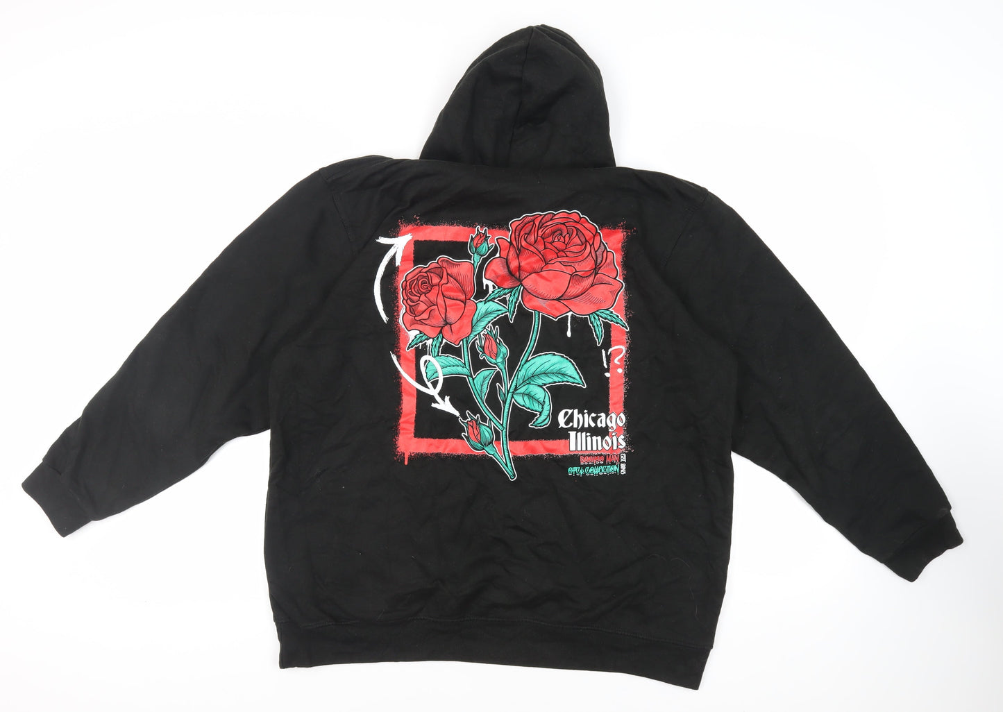 Mens UK Size M Boohoo Man Black Pullover Hoodie