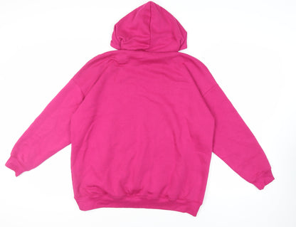 Boohoo Womens Pink Cotton Pullover Hoodie Size M Pullover - Pockets