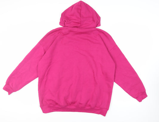 Boohoo Womens Pink Cotton Pullover Hoodie Size M Pullover - Pockets