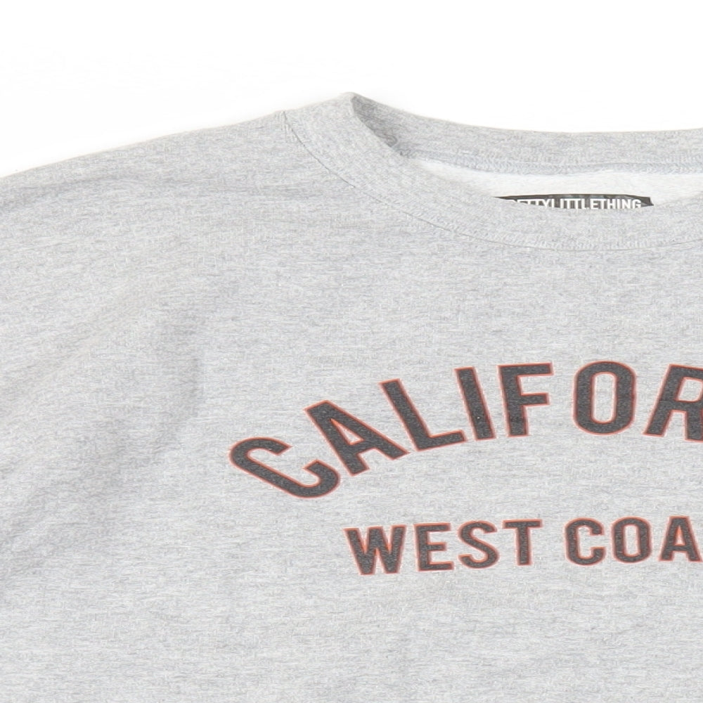 PRETTYLITTLETHING Womens Grey Cotton Pullover Sweatshirt Size S Pullover - California