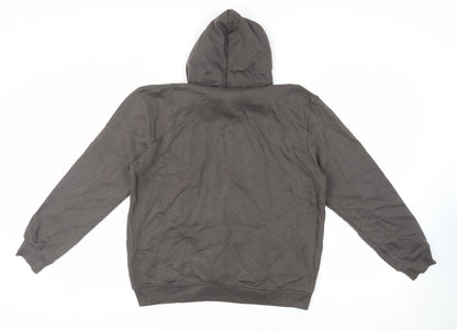 PRETTYLITTLETHING Womens Brown Cotton Pullover Hoodie Size 10 Pullover - Logo Pockets