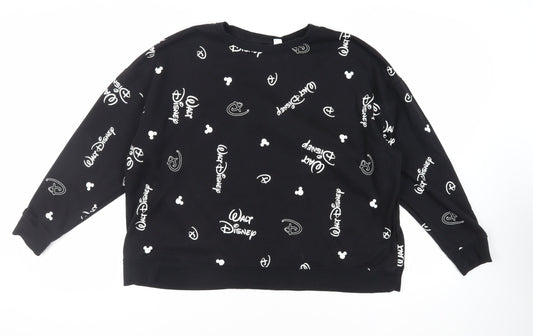 Womens UK Size 2XL Disney Black Pullover Sweatshirt