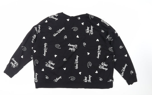 Womens UK Size 2XL Disney Black Pullover Sweatshirt