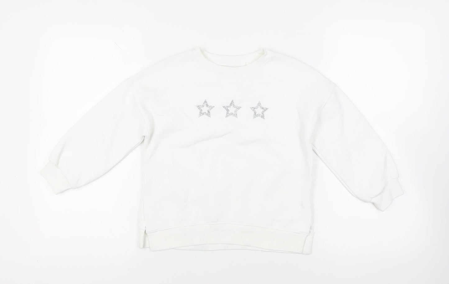 Mint Velvet Girls White Cotton Pullover Sweatshirt Size 7 Years Pullover - Stars