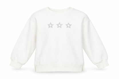 Mint Velvet Girls White Cotton Pullover Sweatshirt Size 7 Years Pullover - Stars