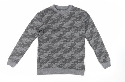 Marks and Spencer Boys Grey Camouflage Cotton Pullover Sweatshirt Size 13-14 Years Pullover