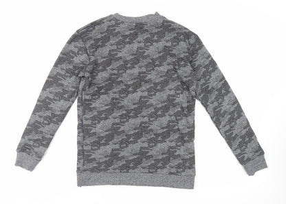 Marks and Spencer Boys Grey Camouflage Cotton Pullover Sweatshirt Size 13-14 Years Pullover