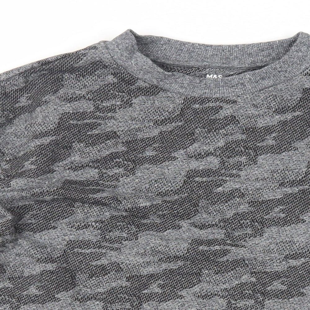 Marks and Spencer Boys Grey Camouflage Cotton Pullover Sweatshirt Size 13-14 Years Pullover
