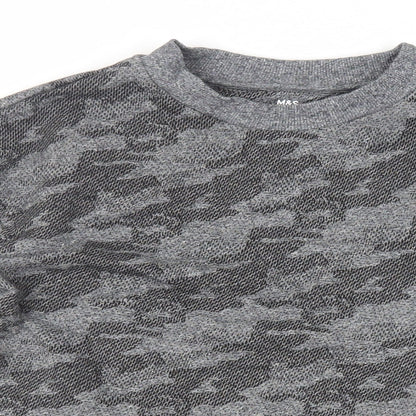 Marks and Spencer Boys Grey Camouflage Cotton Pullover Sweatshirt Size 13-14 Years Pullover