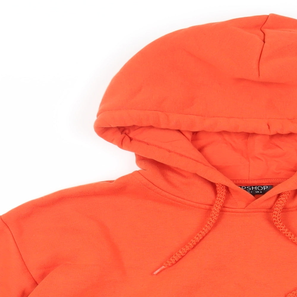 Topshop Womens Orange Polyester Pullover Hoodie Size 6 Pullover - Pockets