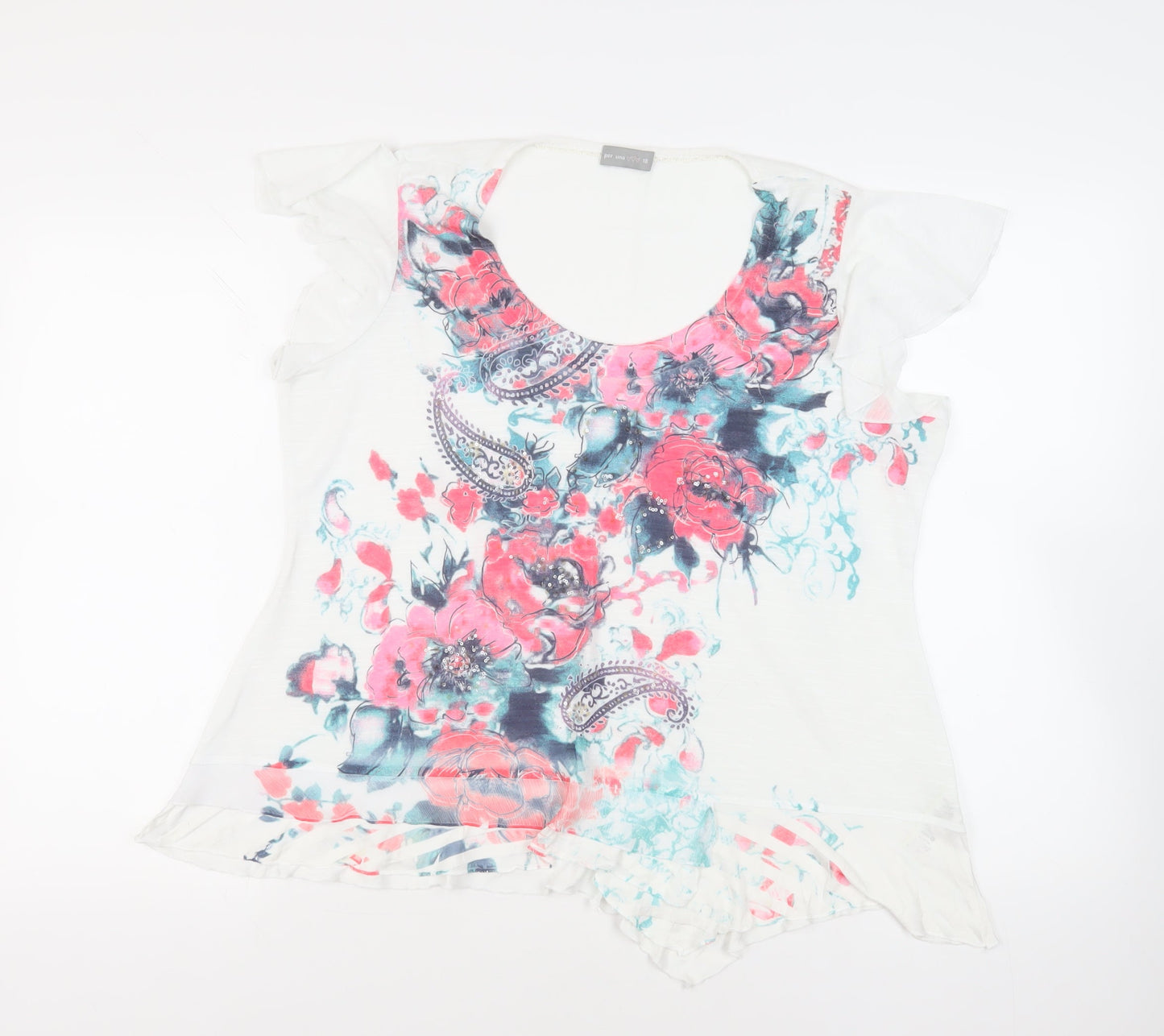Womens UK Size 18 Per Una White Basic T-Shirt