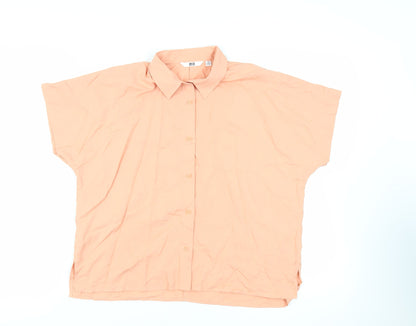 Womens UK Size XS Uniqlo Orange Basic Button-Up