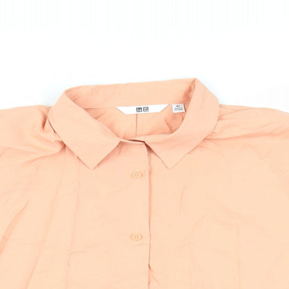 Womens UK Size XS Uniqlo Orange Basic Button-Up