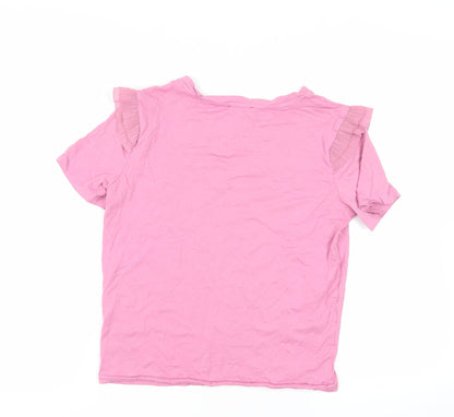 Womens UK Size M Zara Pink Basic T-Shirt
