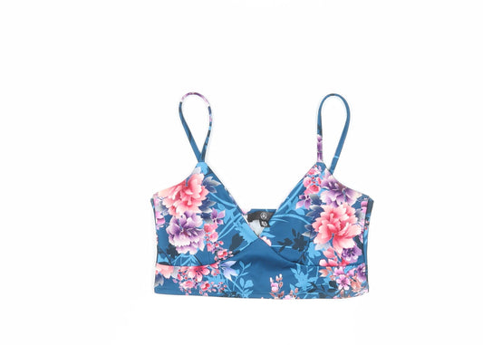 Womens UK Size 10 Missguided Blue Cropped Tank