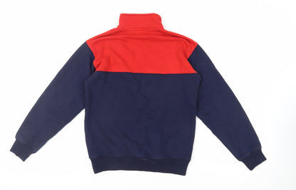 Tna Womens Blue Colourblock Cotton Pullover Sweatshirt Size XS Zip - Logo