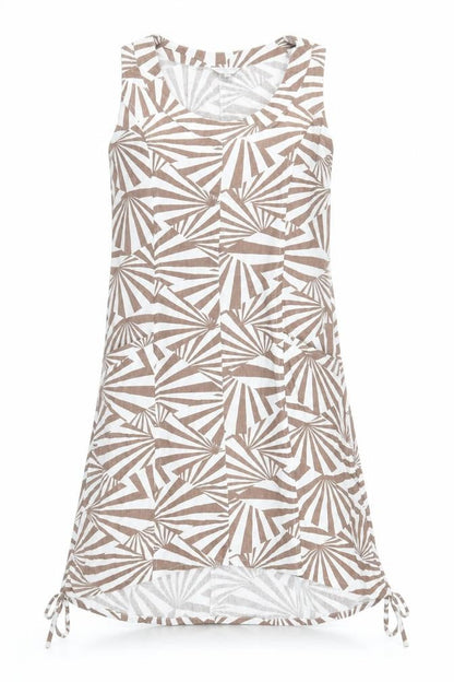 Signature Experience Womens Ivory Geometric Viscose A-Line Size S Boat Neck Pullover - Pockets