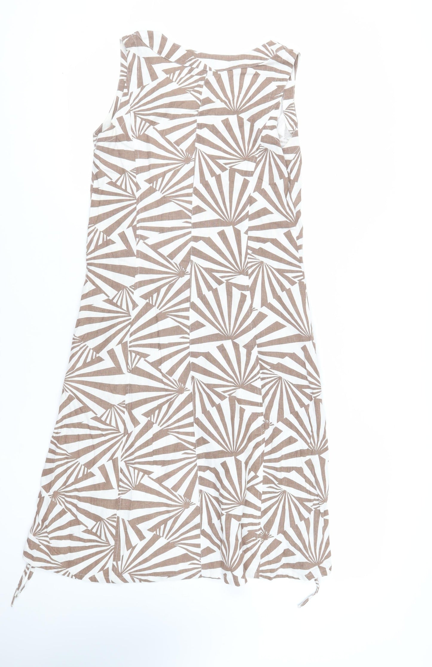 Signature Experience Womens Ivory Geometric Viscose A-Line Size S Boat Neck Pullover - Pockets