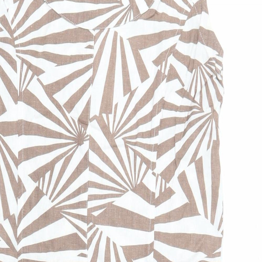 Signature Experience Womens Ivory Geometric Viscose A-Line Size S Boat Neck Pullover - Pockets
