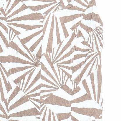 Signature Experience Womens Ivory Geometric Viscose A-Line Size S Boat Neck Pullover - Pockets