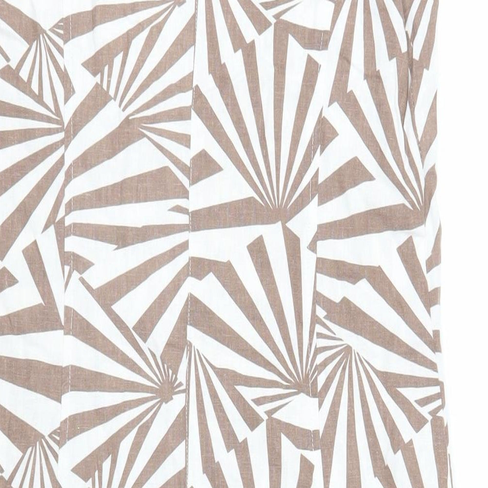 Signature Experience Womens Ivory Geometric Viscose A-Line Size S Boat Neck Pullover - Pockets