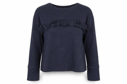 Next Womens Blue Cotton Pullover Sweatshirt Size 12 Pullover - Ruffle