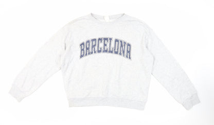 H&M Womens Grey Cotton Pullover Sweatshirt Size S Pullover - Barcelona