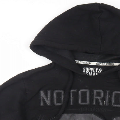 Supply & Demand Co. Mens Black Cotton Pullover Hoodie Size XS - Logo Pockets