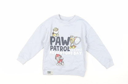 Marks and Spencer Girls Blue Cotton Pullover Sweatshirt Size 5-6 Years Pullover - Paw Patrol